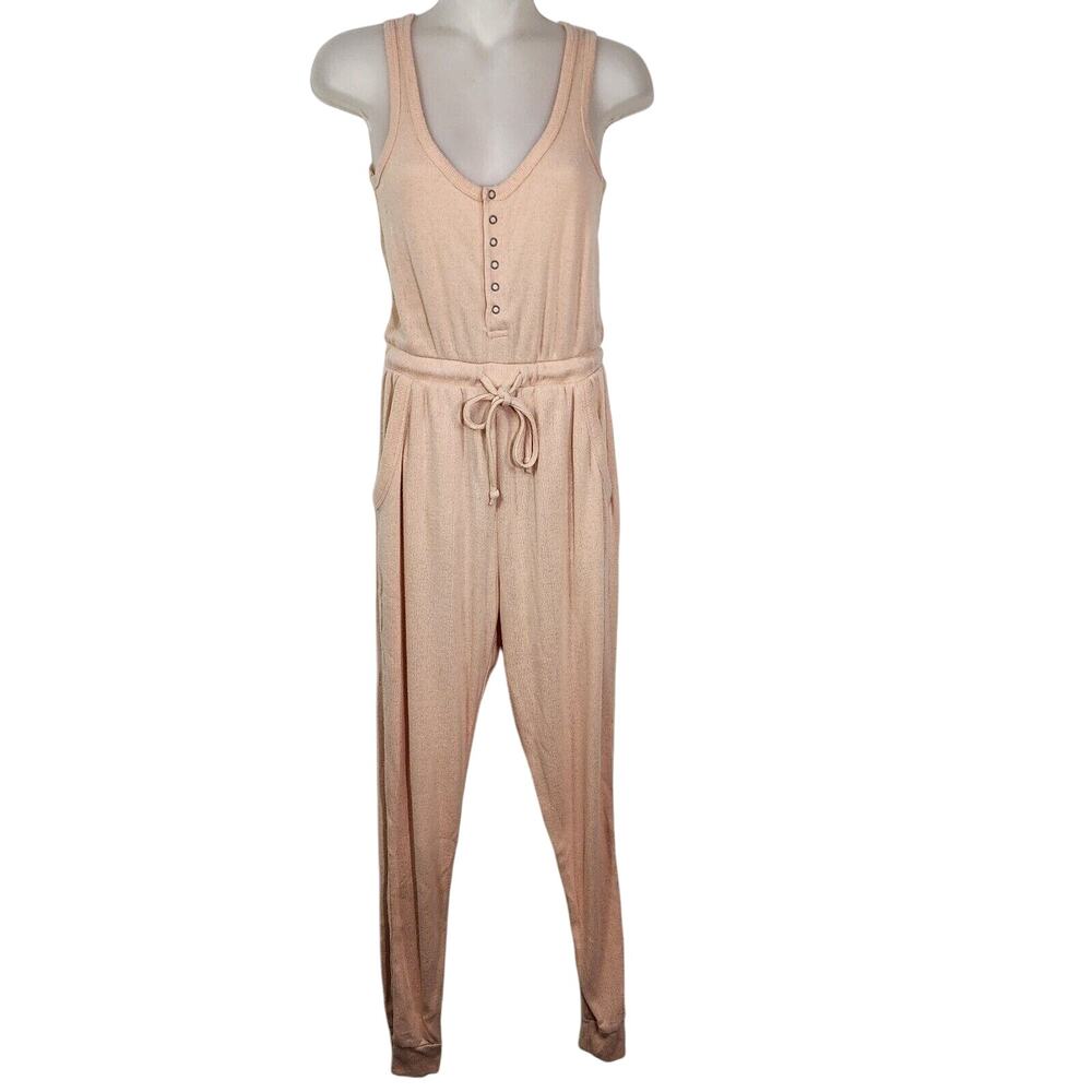 Rue 21 Womens Jumpsuit Size XS Pink Sleeveless Elastic Drawstring Waist Pockets